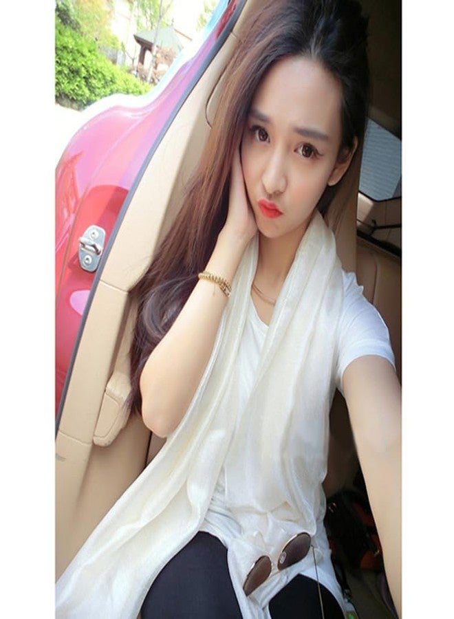 HURESON Silky Scarf Soft Elegant Pashmina Shawl Scarves Long Lightweight Sunscreen Shawls and Wraps for Women Summer Solid Color (Beige) - Image 5